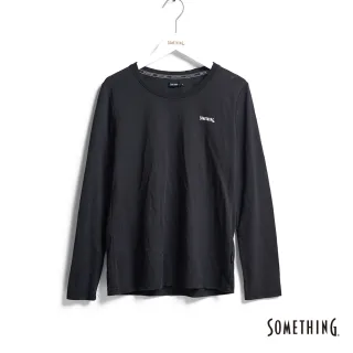【SOMETHING】女裝 經典印花長袖T恤(黑色)