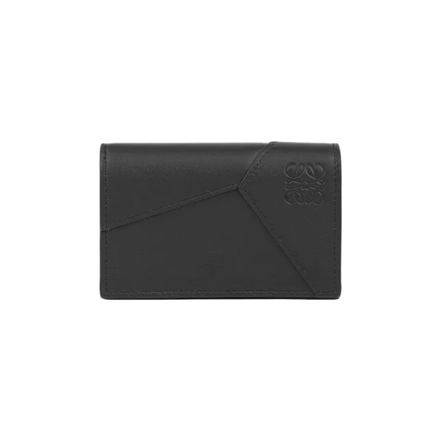 【LOEWE 羅威】Puzzle 經典小牛皮釦式二折卡片夾/名片夾(黑色)