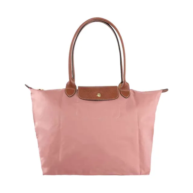 【LONGCHAMP】L號長把LE PLIAGE摺疊水餃包(粉紅茶色)