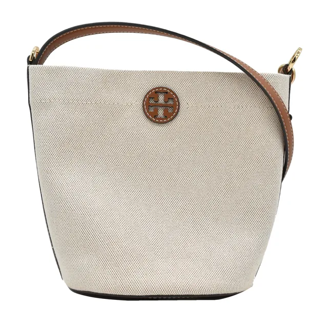 【TORY BURCH】帆布牛皮素面水桶包