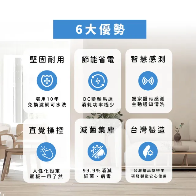 【BOSSWELL 博士韋爾】新一代Mon Air零耗材清淨機5-18坪(高能滅菌/一級能效/體積小不占地/無耗材/ML13)