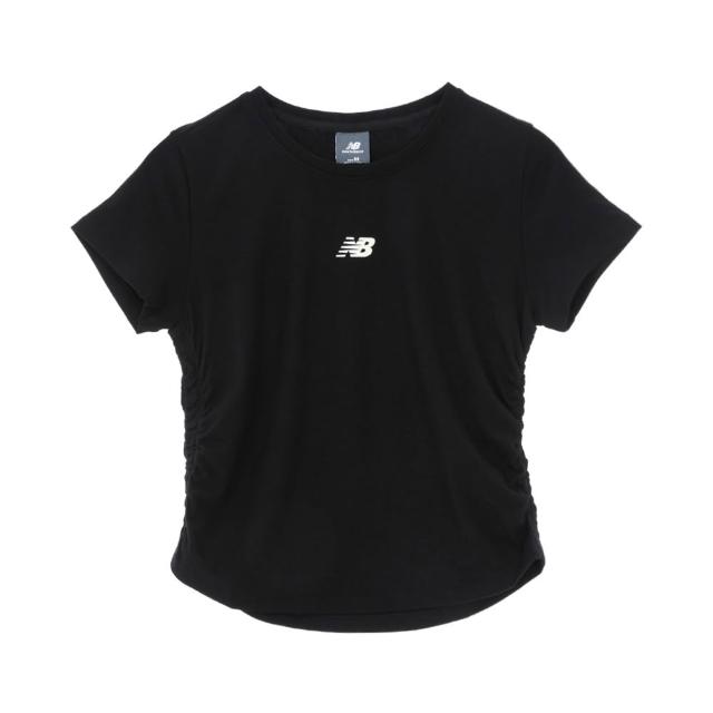 【NEW BALANCE】NB 側邊抓皺修身短袖上衣_女性_黑/米杏色任選_WT62Q1YNBK_WT62Q1YNCIC (亞版 版型正常)