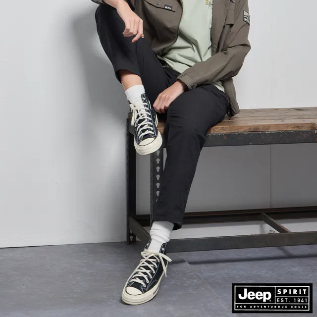 【JEEP】女裝 輕量彈性休閒長褲-深藍色