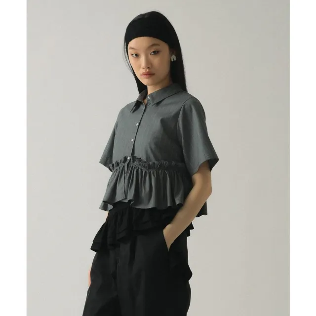 【BEAMS】官方旗艦館 Ray BEAMS / 女裝 荷葉邊下擺 短版 襯衫