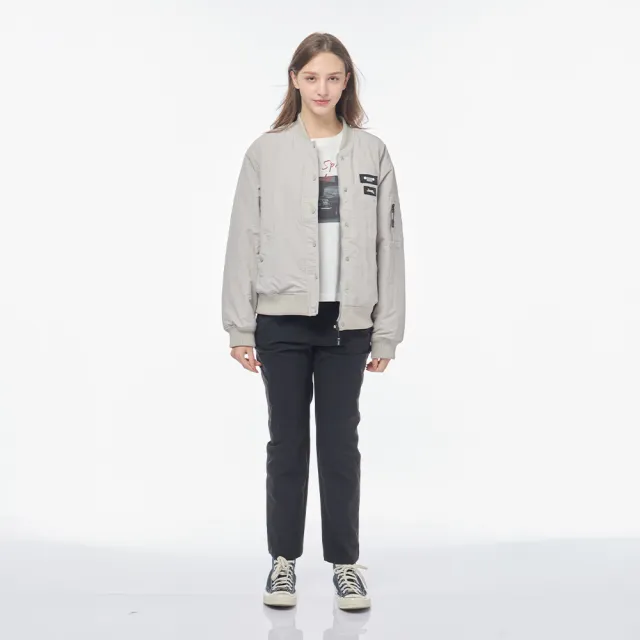 【JEEP】女裝 羅紋領素色棒球外套-淺灰色