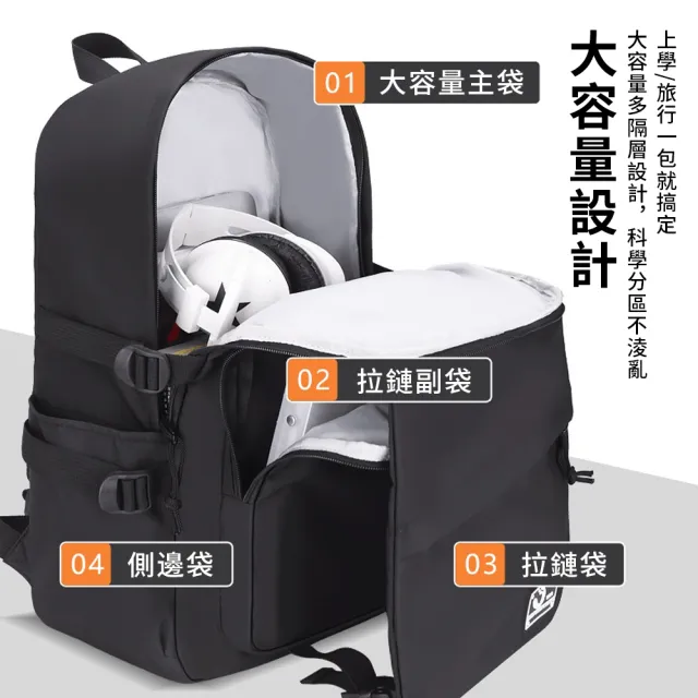 【Starshop】素色簡約雙肩後背包 防潑水輕量學生書包 電腦背包 旅行大容量背包 雙肩包（國 