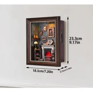 【ArtLife 藝術生活】ZR02 圍爐書語+防塵板+USB供電免電池 (微縮藝術精品 娃娃屋 DIY 交換禮物)