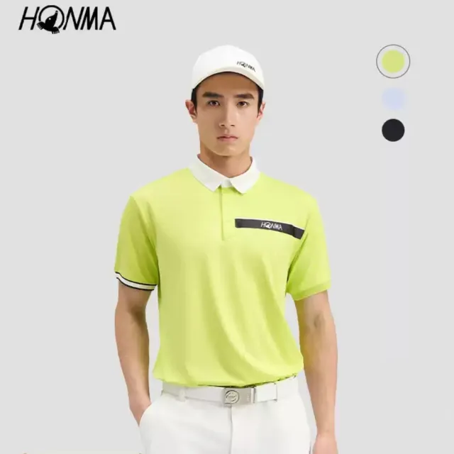 【HONMA 本間高爾夫】男款透氣短袖polo衫 2026春夏款 日本高爾夫專業品牌(M-2XL 黑色 HMMX707R101)