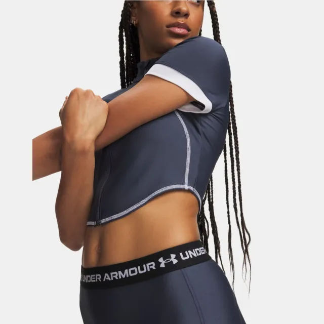 【UNDER ARMOUR】UA 女 HG Novelty 拉鍊緊身短袖T-Shirt_6013658-044