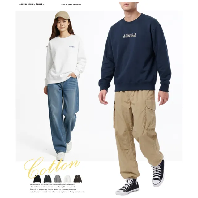 【JU SHOP】質感高磅男女大學T 美式大學T 長袖上衣 重磅大學T(休閒圓領上衣 長袖大學T 防曬 保暖衣