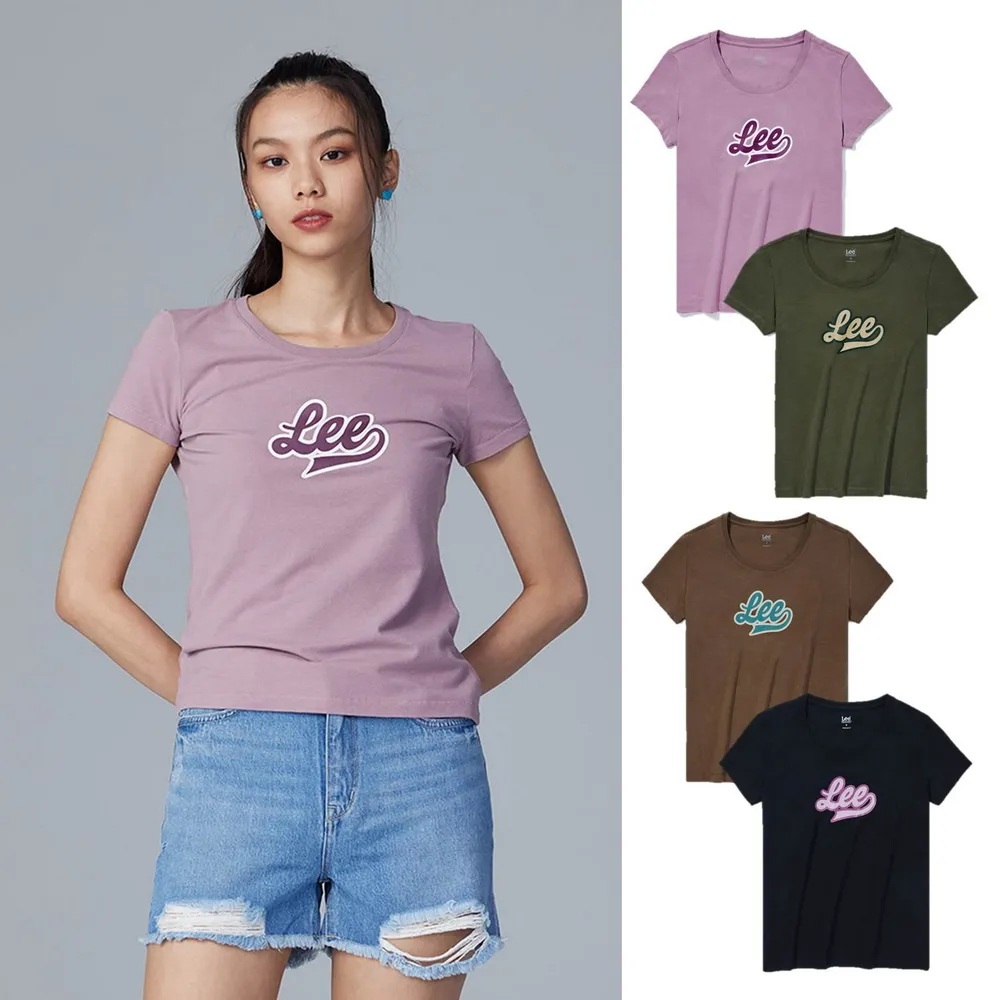 【Lee】出清品-女裝 短袖T恤 / 胸前草寫 大LOGO印花 共4色 標準版型(LL230014)