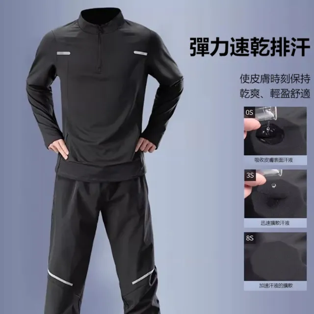 【TLYS-J】男士速乾運動套裝 戶外運動健身長袖 透氣長褲 慢跑訓練服 健身運動服 休閒男裝