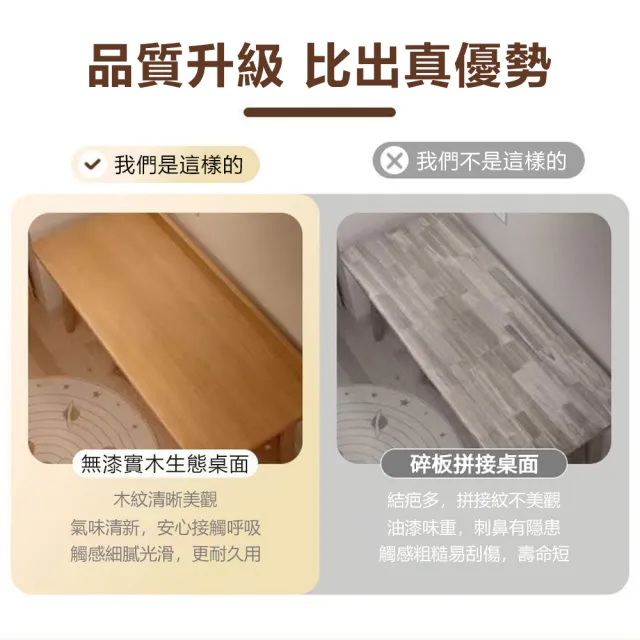 HANACO 大桌面實木書桌 側面擋物設計 下層置物擱板學習桌 家用寫字桌 學生電腦桌 實木辦公桌