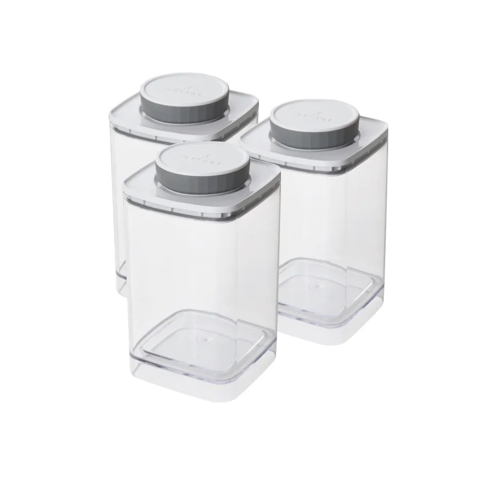 【ANKOMN】旋轉氣密保鮮盒 1200mL 透明三入組(密封保鮮罐)