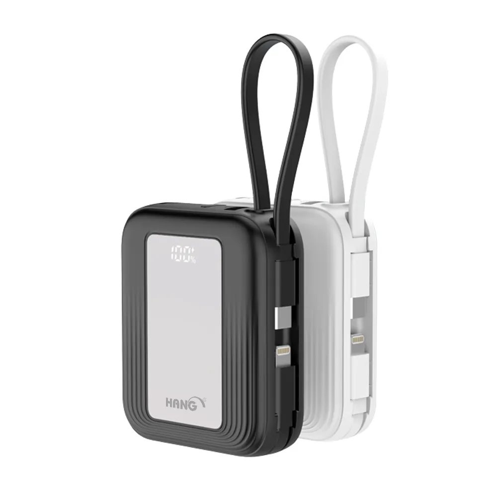 【HANG】PD11 時尚鏡面 10000mAh PD20W超迷你快充行動電源(自帶Type-C/Lightning線)