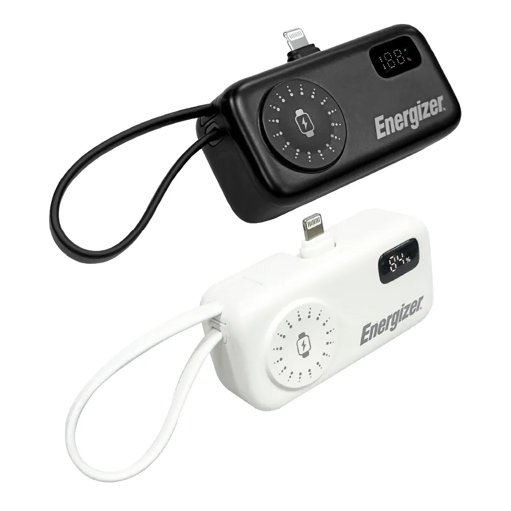 【Energizer 勁量】易捷 MQ5005L 4合1 快充 口袋型行動電源 4900mAh(直插式 蘋果+帶線式 TYPE-C)