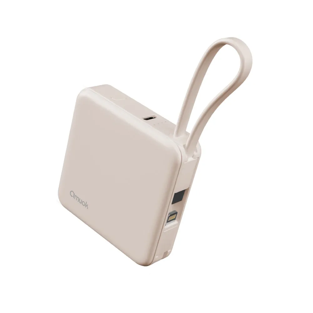 【amuok】5000mAh Cube迷你雙線行動電源 行充 自帶線行動電源