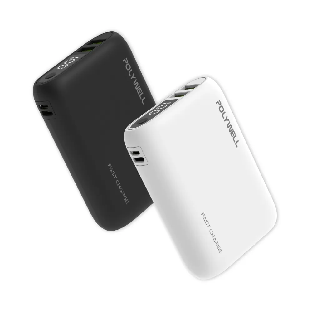 【POLYWELL】WP942P 雙向快充行動電源 10000mAh 18W 3孔輸出(雙USB-A+Type-C)