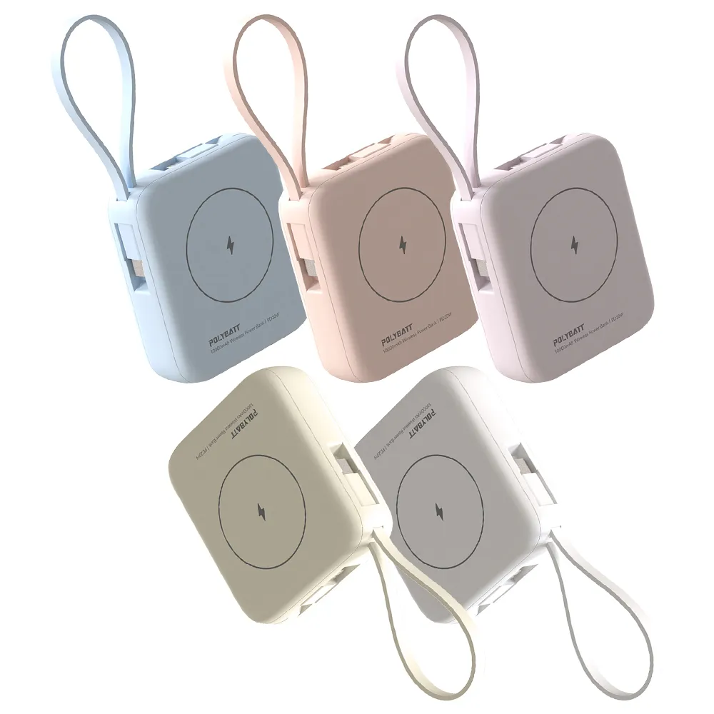 【POLYBATT】T10 10000mAh N52磁吸無線充+自帶雙線 多功能行動電源(雙PD快充/電量顯示/隱形支架)