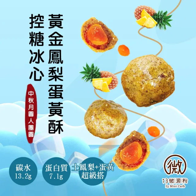 【i3微澱粉】控糖冰心黃金鳳梨蛋黃酥禮盒6入x1盒(70g 蛋奶素 月餅 手作)_年菜 年節禮盒
