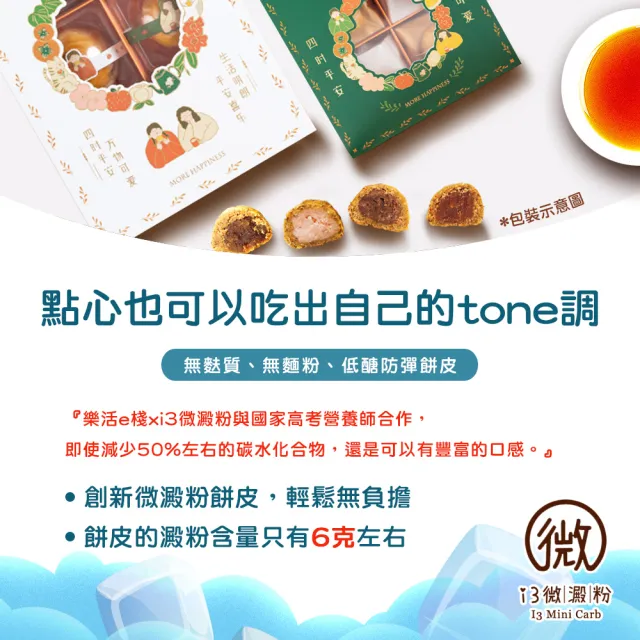 【i3微澱粉】控糖冰心黃金鳳梨酥禮盒4入x1盒(70g 蛋奶素 月餅 手作)_年菜 年節禮盒
