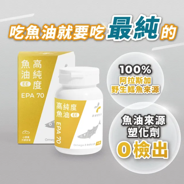 【藥師健生活】EPA70高純度魚油 4盒(90粒/盒 100% 阿拉斯加鱈魚  Omega-3 濃度84% 新鮮萃取高純度)