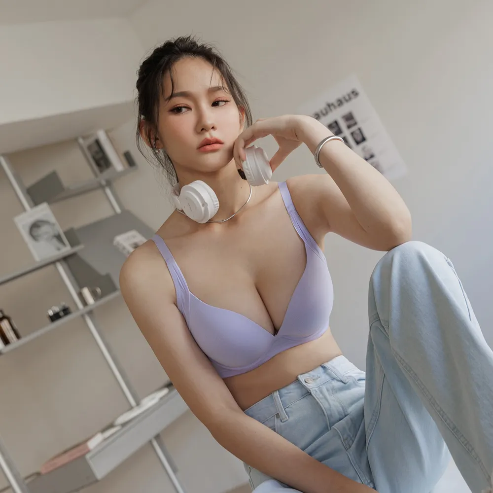 【玉如阿姨】泡泡糖派對內衣。清爽不悶渾圓胸型 台灣製※0696粉紫(A.B.C罩 無痕 百搭 集中 飽滿 涼爽紗)