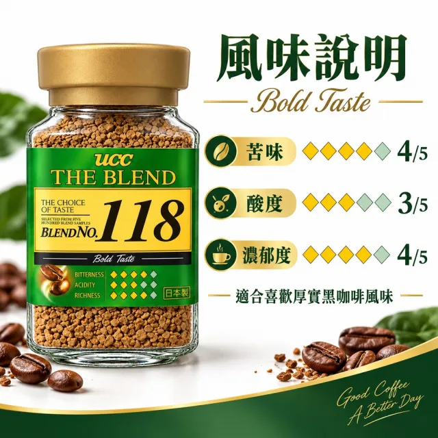 【UCC】2罐入 上島咖啡 THE BLEND 118 即溶美式無糖黑咖啡粉 日本原裝進口食品 深烘焙速溶沖泡拿鐵那堤