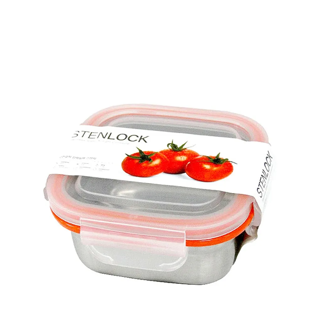【StenLock】史丹利高級不銹鋼保鮮盒 380ml 方形2入組(不鏽鋼 副食品 分裝盒)