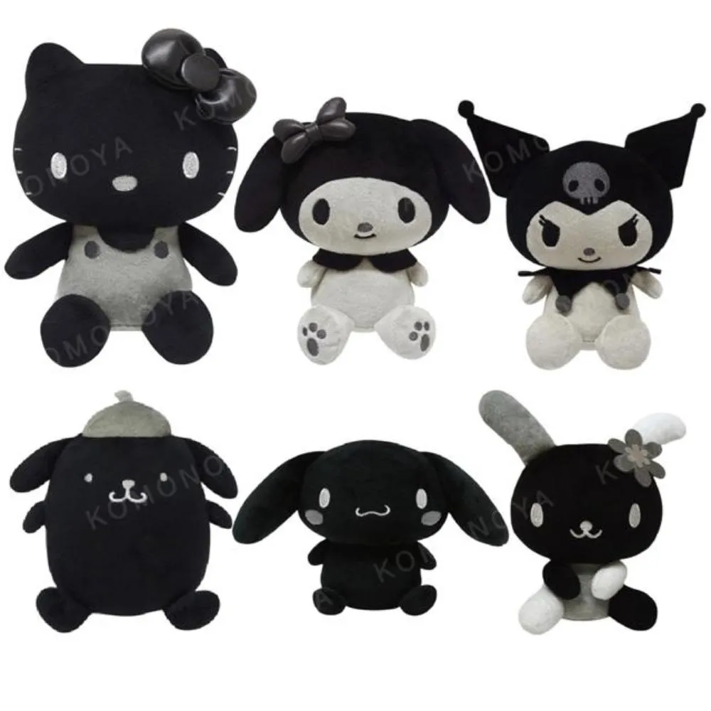 【小禮堂】Sanrio 三麗鷗 絨毛玩偶娃娃 黑白風格款 Kitty 美樂蒂 布丁狗 花小兔