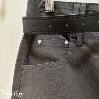 【my stere 我的時尚秘境】雙11 工裝風口袋短褲裙 附腰帶 煙灰 工裝裙 牛仔褲裙 工裝短裙