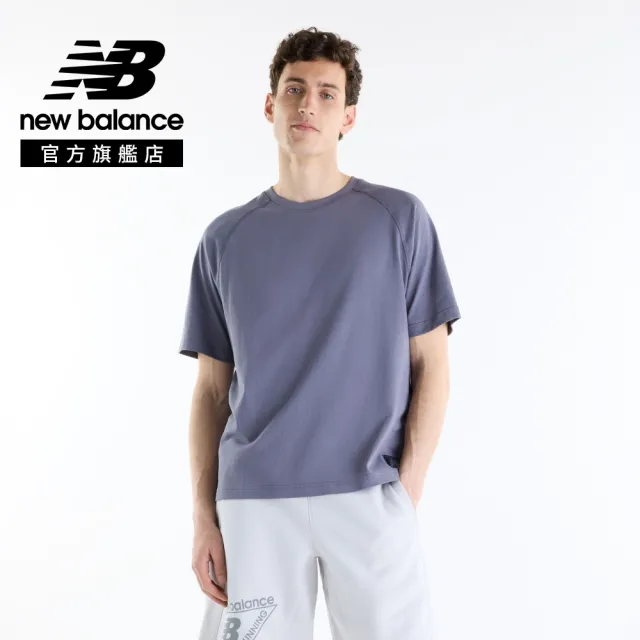 【NEW BALANCE】NB 重磅Logo短袖上衣_男性_灰紫/白色任選_MT62F506AA9_MT62F506WT(美版 版型偏大)
