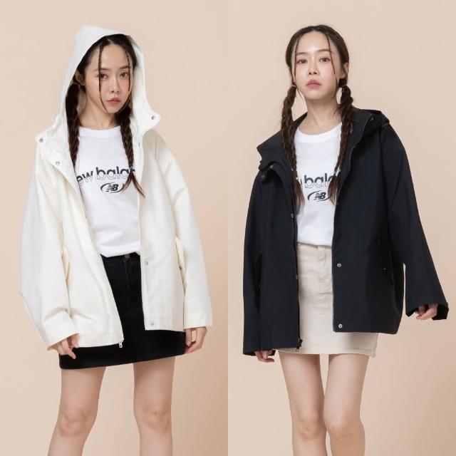 【NEW BALANCE】NB 防風寬鬆連帽外套_女性_黑/米杏色_WJ62W4AABK_WJ62W4AACIC(亞版 版型正常)