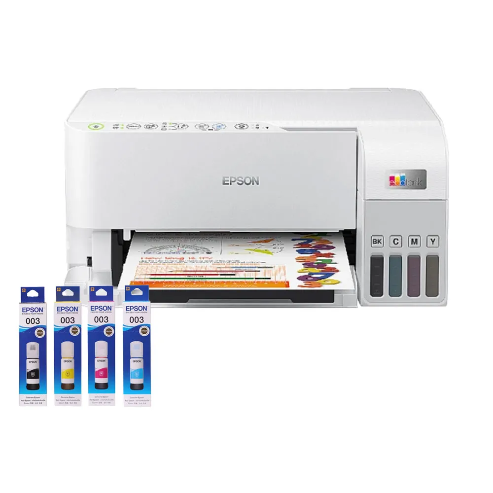 【EPSON】官方直營 搭1組T00V原廠1黑3彩墨水★L3556 三合一Wi-Fi智慧遙控連續供墨複合機