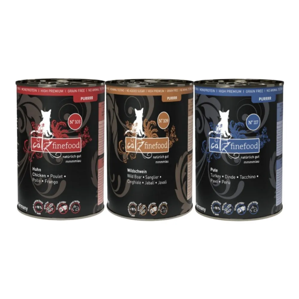 【Catz finefood 德國凱茲】單一純肉低敏 無穀貓專用主食罐 400g*6罐組(貓罐、貓主食罐)