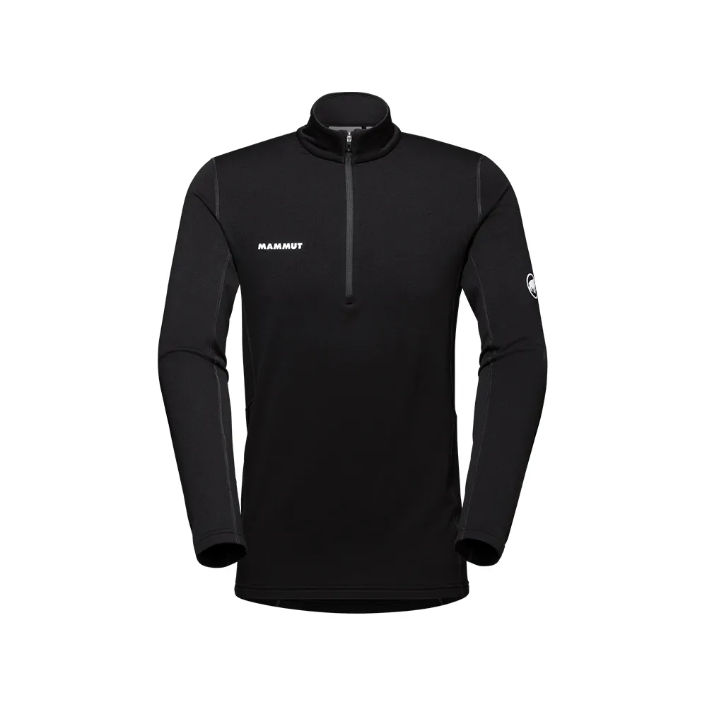 【Mammut 長毛象官方直營】Aenergy ML Half Zip Pull AF 保暖立領半拉鍊長袖排汗衣 黑色 男款 #1016-01120