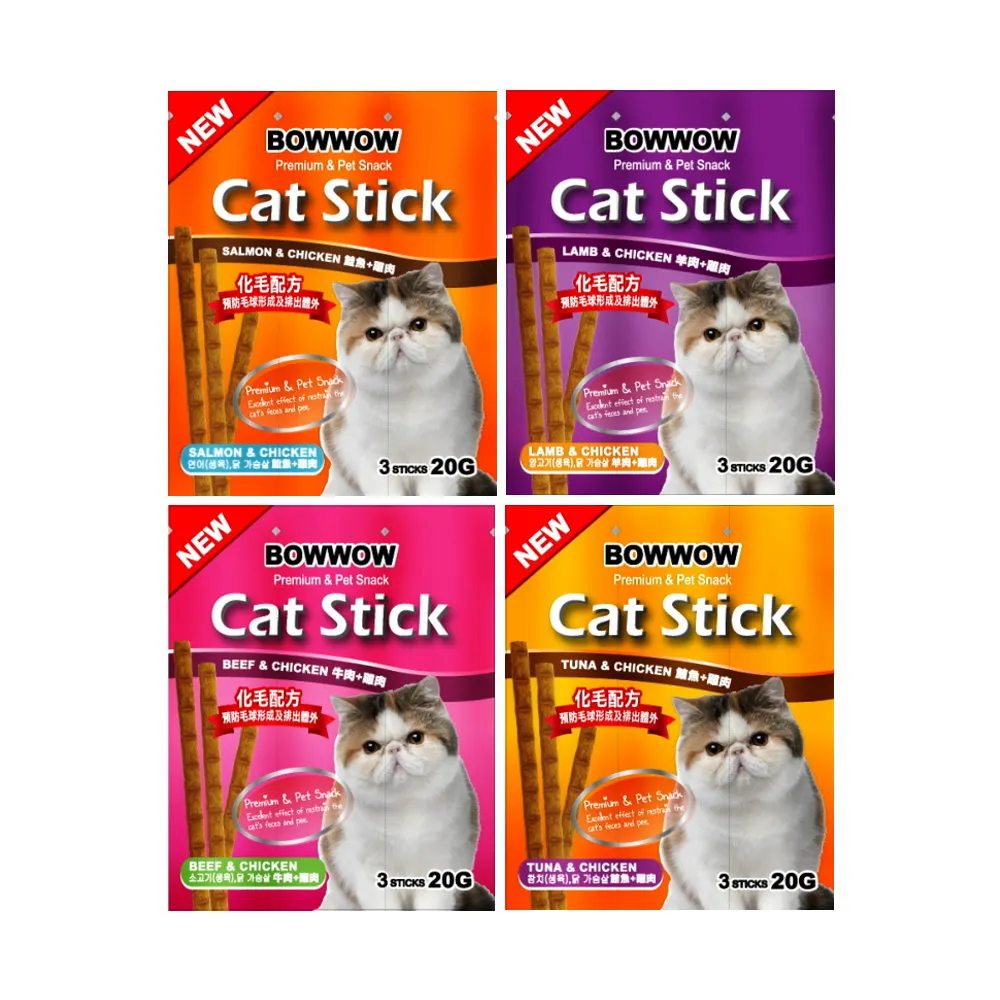 【BOWWOW】Cat Stick 貓咪化毛點心 3pcse/20g*20包組(貓零食、貓肉條)