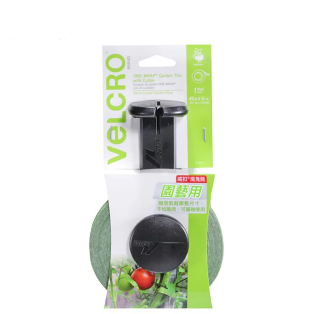 【VELCRO 威扣】魔鬼氈園藝專用束帶-捲狀1入-附切割器(切割器採用不銹鋼材質)