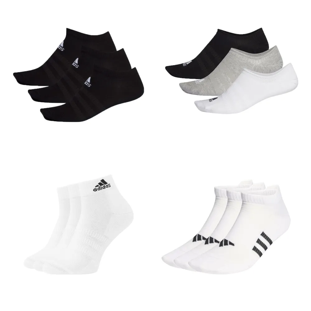 【adidas 愛迪達】男女款運動襪- 任選2組共6雙 短襪  襪子(DZ9402 DZ9414 HT3441 HT3440)