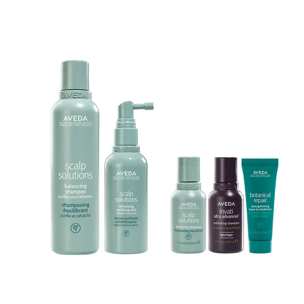 【AVEDA】蘊活淨瑕頭皮調理組(蘊活煥欣/蘊活淨瑕/花植結構/蘊活光萃 5款任選+蘊活淨瑕頭皮調理液100mll)