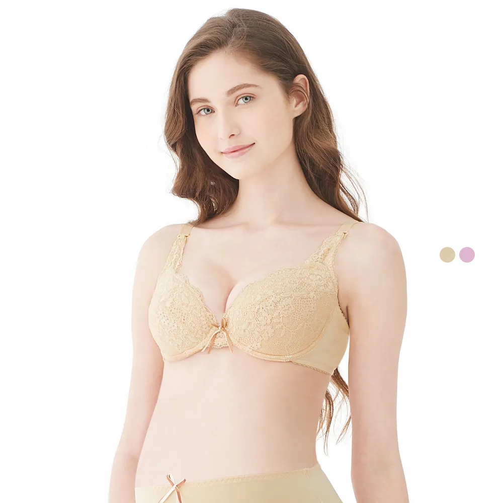 【Gennies 奇妮】2件組*哺乳內衣 唯美蕾絲軟鋼圈內衣(共2色)