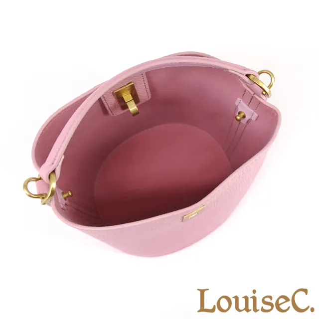 【LouiseC.】雙11 Tree House 高質感TOGO小牛皮 轉釦手提斜背 小真皮水桶包 3色 可拆式內袋設計 CC8396