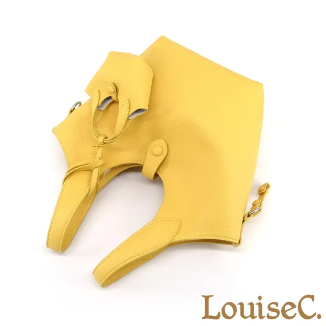 【LouiseC.】雙11 Tree House 小牛皮 附迷你小包吊飾 雙面異材質 手提斜背真皮水桶包 3色 可拆式內袋 CC103