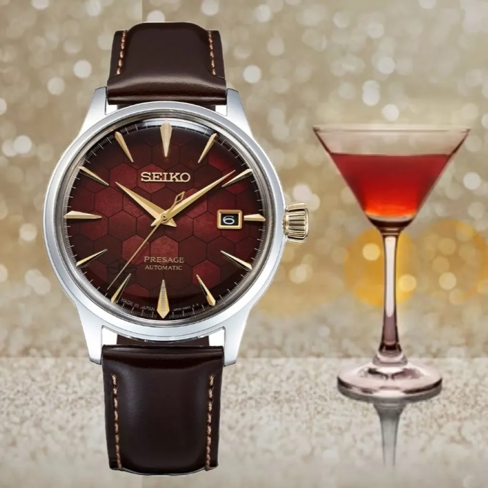 【SEIKO 精工】Presage 台灣限量款 70週年 石榴蜂蜜 調酒機械錶 -40.5mm(SRPL21J1/4R35-01T0R)