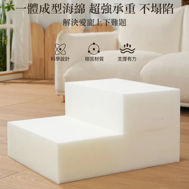 【佳美多】寵物樓梯 寵物爬梯 狗狗樓梯 貓咪台階 海綿樓梯 S碼棕色 44*40*32cm 兩階海綿一體成型
