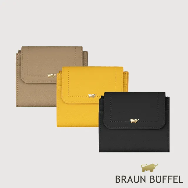 【BRAUN BUFFEL 德國小金牛】珍妮絲 8卡三折短夾-多色任選(BF840-414-BK/SF/SVM) 錢包送禮推薦