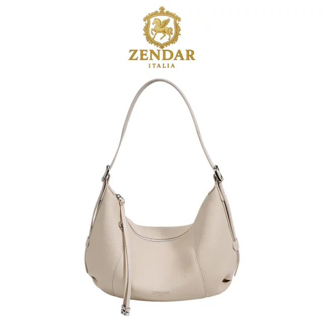 【ZENDAR】台灣總代理 頂級小牛皮手提包肩背包 夏娃系列 (羊毛白色)