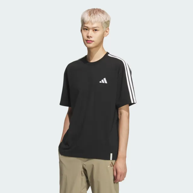 【adidas 愛迪達】Es+ 3s S/S Tee 男 T恤 運動上衣 休閒短袖 純棉 黑(KF3736)