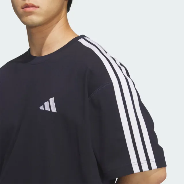 【adidas 愛迪達】Es+ 3s S/S Tee 男 T恤 運動上衣 休閒短袖 純棉 深藍(KF3737)