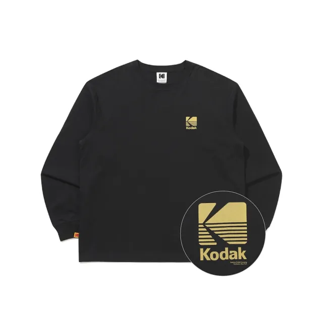 【KODAK Apparel】官方旗艦館 柯達 男女同款 長袖T恤 大LOGO BLACK 黑色 / KB609007BLK